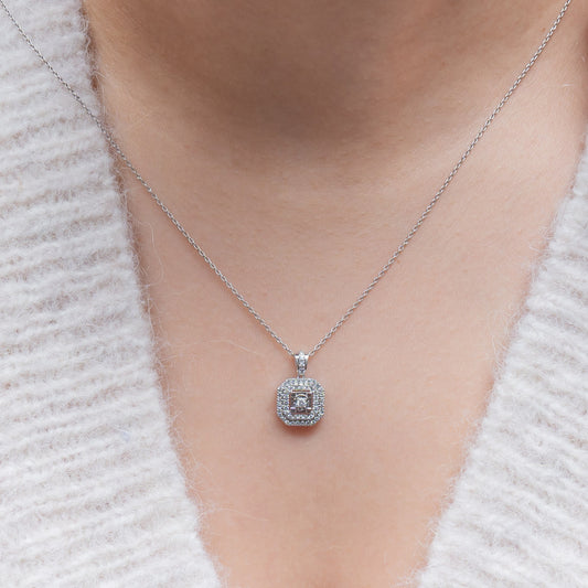 Cushion-Cut Diamond Halo Pendant