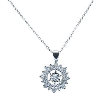 White gold Floral dancing diamond pendant