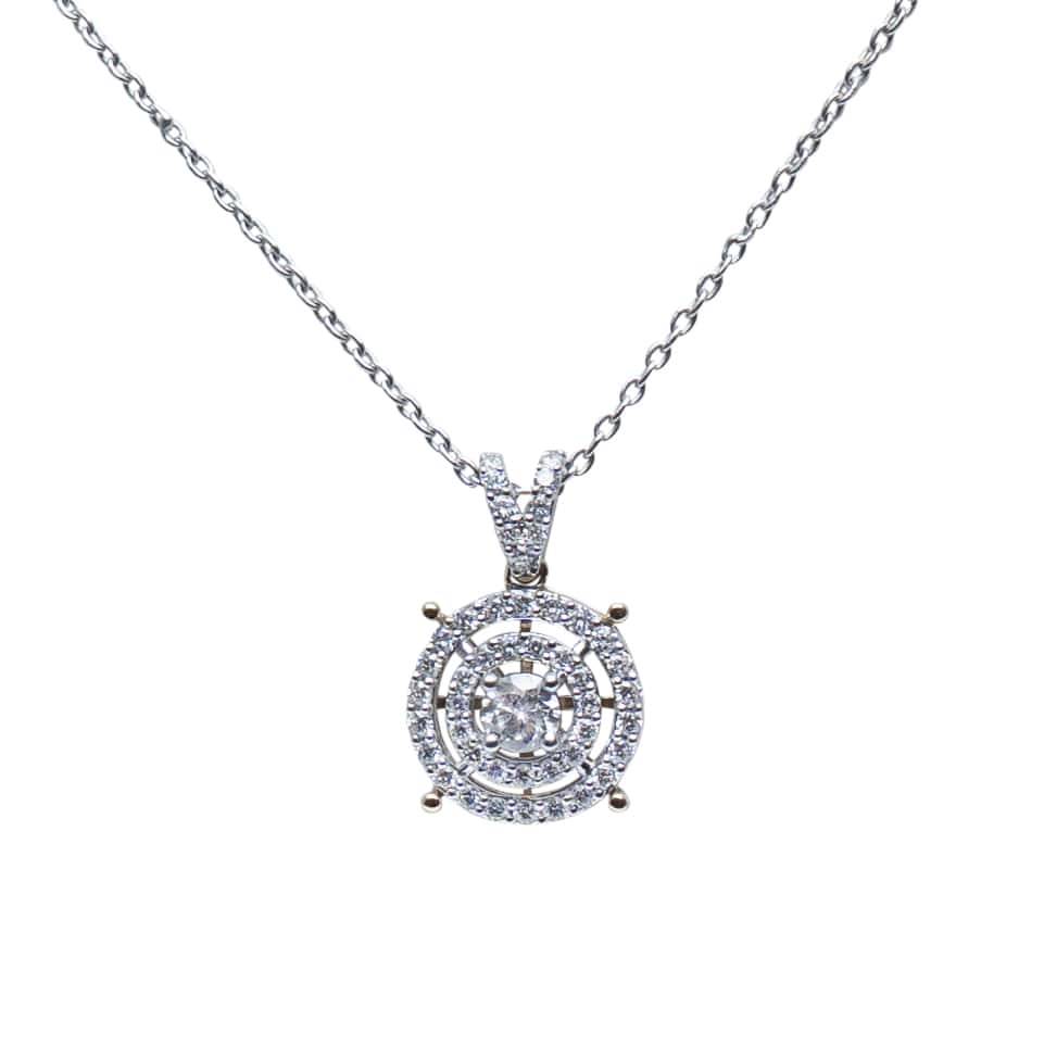 Double Halo yellow gold Diamond Pendant