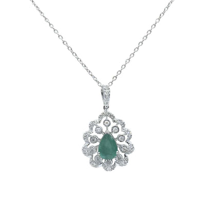 Floral Elegance Emerald & Diamond Pendant
