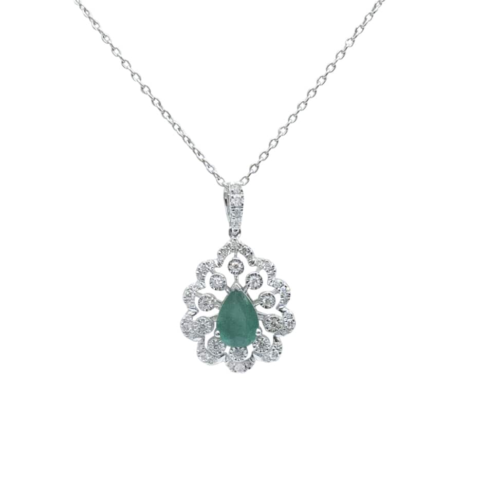 Floral Elegance Emerald & Diamond Pendant