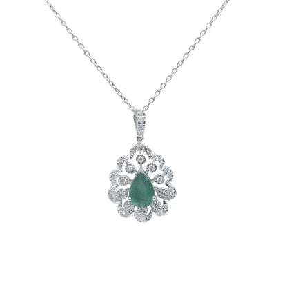 Floral Elegance Emerald & Diamond Pendant