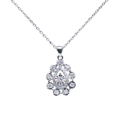 Diamond floral teardrop pendant