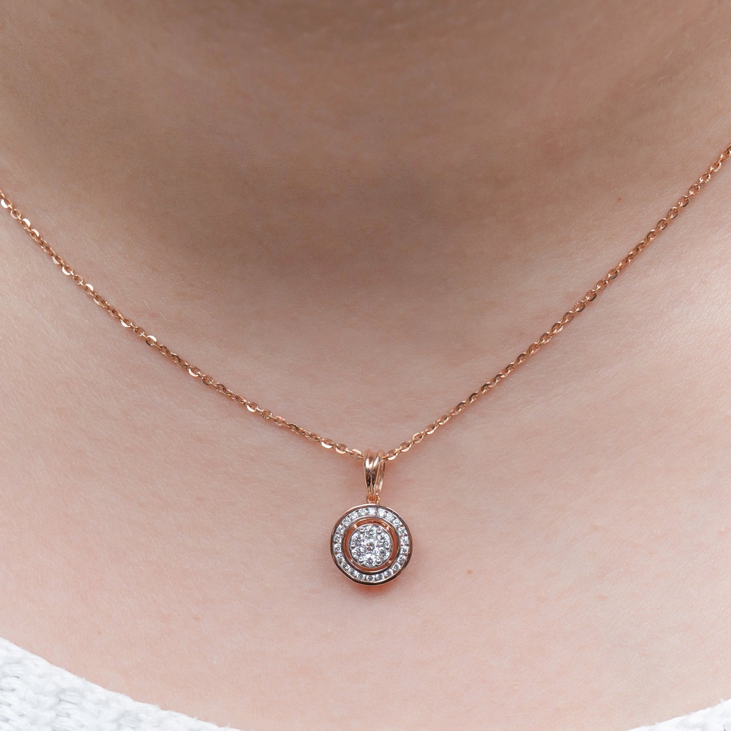 Channel Setting Halo Circle Pendant
