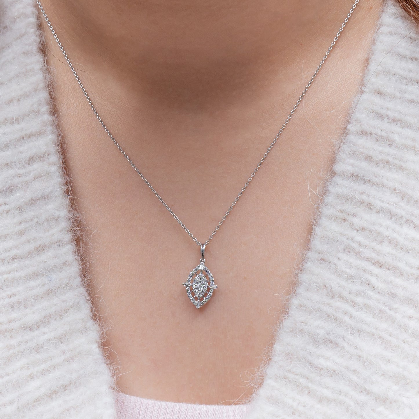 White Gold Radiant Eye Pendant