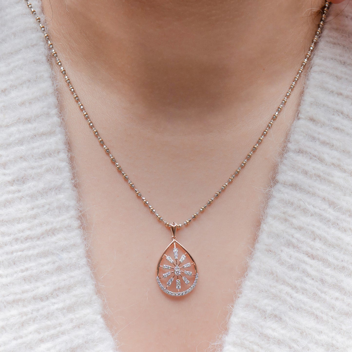 Golden Arc Pear Pendant