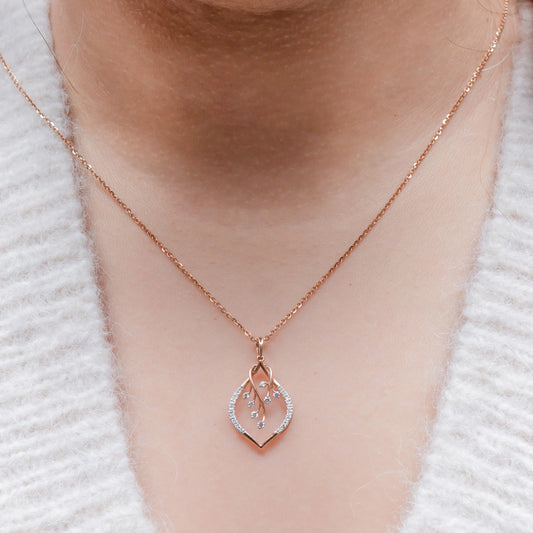 Diamond Vine Leaf Pendant