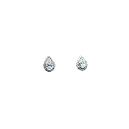 The Luna Pear Diamond Halo Earrings