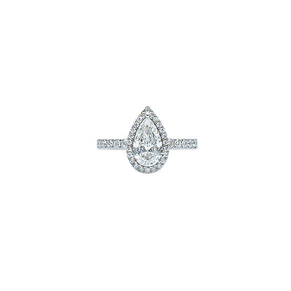 Pear Halo Solitaire Ring