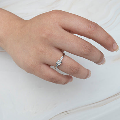 Princess Cut with Baguette Accent Ring