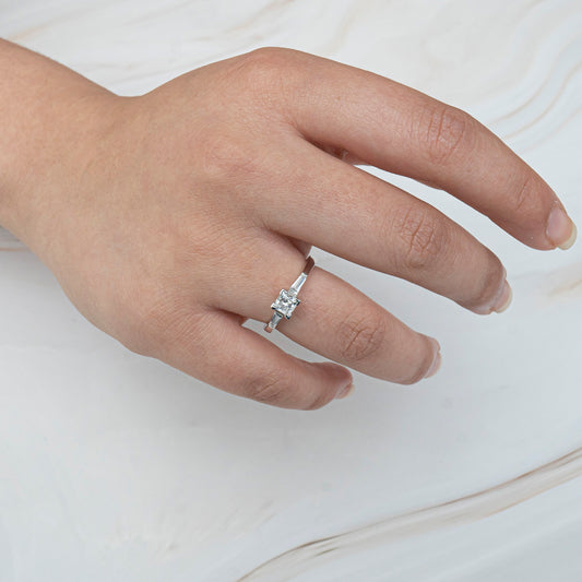 Princess Cut with Baguette Accent Ring
