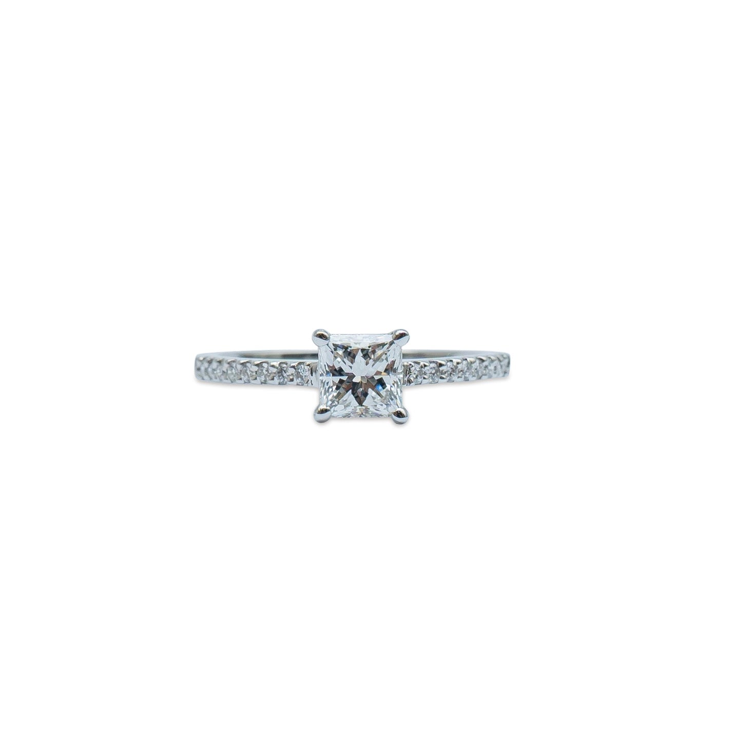 Princess Solitaire ring with Diamond Band