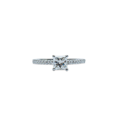 Princess Solitaire ring with Diamond Band