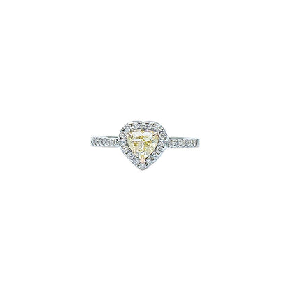 Yellow Heart Cut diamond with halo ring